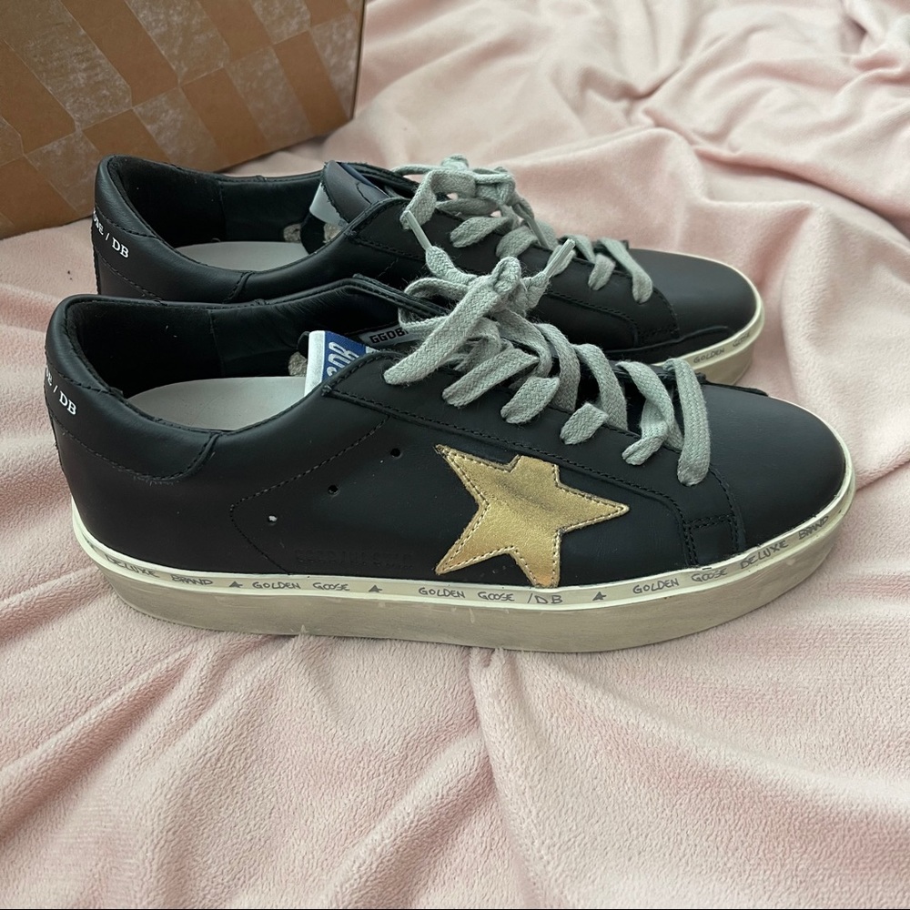 Golden Goose Black Hi Star Sneakers with Gold Star | US Size 7 - Picture 8 of 16